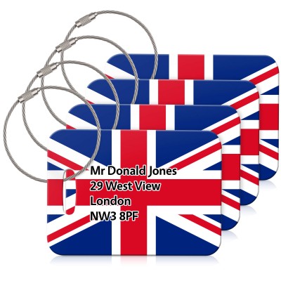 (10cm x 7cm) - Union Jack with Metal Loop (Personalised with Text)