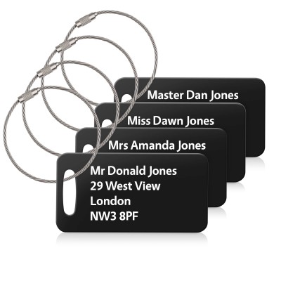(9cm x 4.5cm) Black with Metal Loop (Personalised with Text)