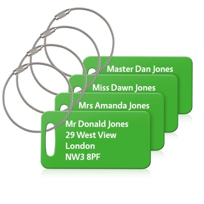 (9cm x 4.5cm) Bright Green with Metal Loop (Personalised with Text)