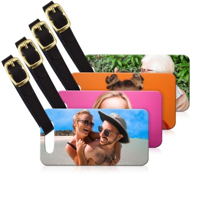 (9cm x 4.5cm) Black with Leather Strap (Personalised with Text)