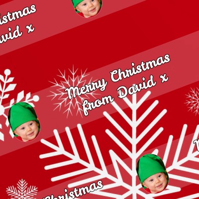 (Striped Design) (Snowflakes red) 200cm x 110cm (70gsm) (Personalised with Text)