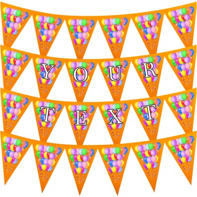 - 3 Metres with 24 Triangle Flags (20cm) with Balloon Design Burnt Orange Mock Suede Polyester Fabric (Personalised with Text)