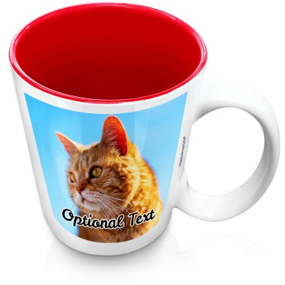 (XL 15oz Red) with 1 Photo Printed Front & Back (Personalised with Text)