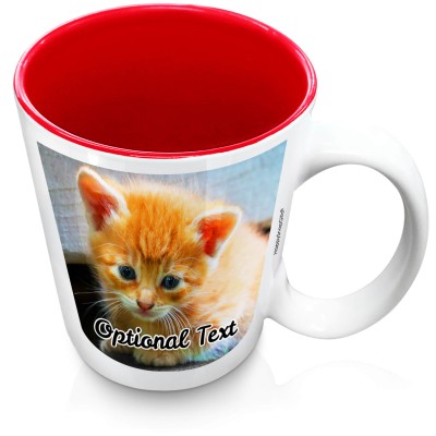 (XL 15oz Red) with 2 Photos Printed Front & Back (Personalised with Text)