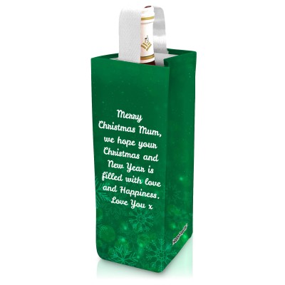 Regular (22cm x 10cm) - Snowflakes on Green Design Mock Suede Polyester Fabric (Personalised with Text)