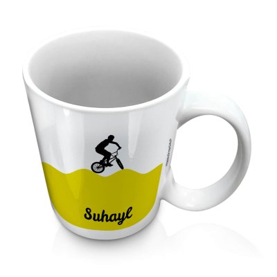 (10oz White) with BMX Theme Green (Personalised with Text)