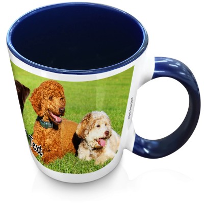 (XL 15oz Blue Inner & Handle) with 1 Wrapped Around Image (Personalised with Text)
