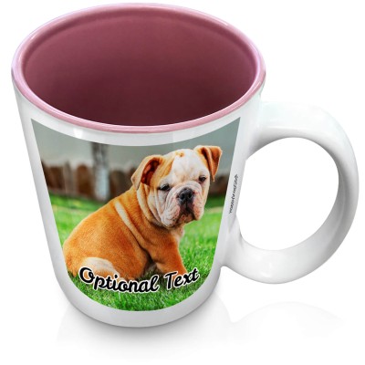 (XL 15oz Pink) with 1 Photo Printed Front & Back (Personalised with Text)