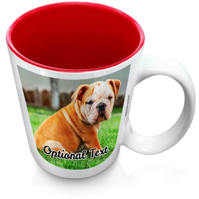 (XL 15oz Red) with 1 Photo Printed Front & Back (Personalised with Text)