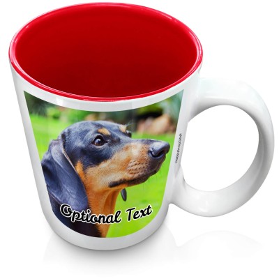 (XL 15oz Red) with 2 Photos Printed Front & Back (Personalised with Text)