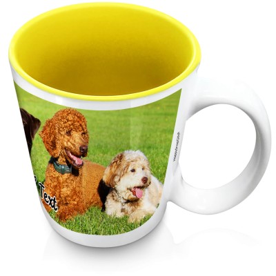 (XL 15oz Yellow) with 1 Wrapped Around Image (Personalised with Text)