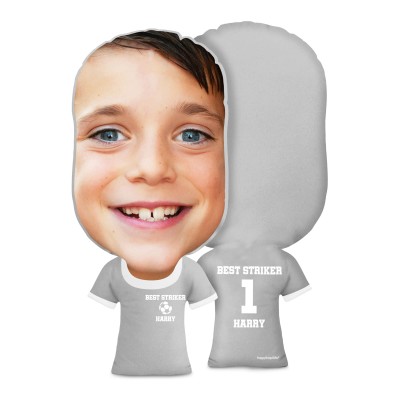 Regular Size (Football Icon) Grey Soft Velvet Polyester Fabric (Personalised with Text)