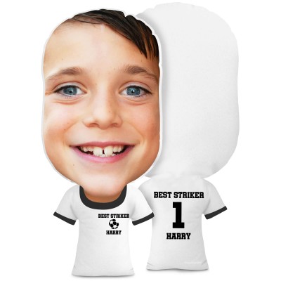 XL Size (Football Icon) White Soft Velvet Polyester Fabric (Personalised with Text)