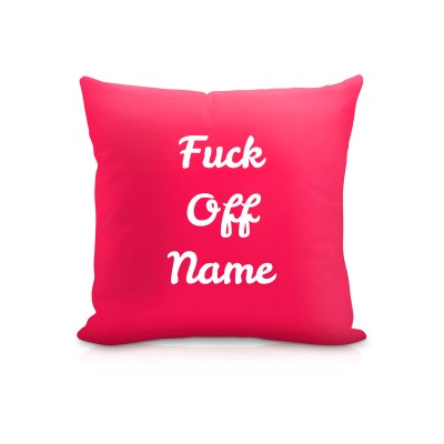 (25cm Square) "Fuck Off" Hot Pink (Fuchsia) Soft Velvet Polyester Fabric (Personalised with Text)