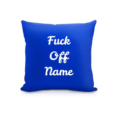 (25cm Square) "Fuck Off" Royal Blue Soft Velvet Polyester Fabric (Personalised with Text)
