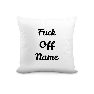 (25cm Square) "Fuck Off" White Soft Velvet Polyester Fabric (Personalised with Text)