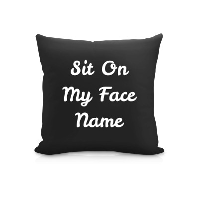 (25cm Square) "Sit On My Face" Black Soft Velvet Polyester Fabric (Personalised with Text)
