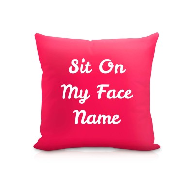 (25cm Square) "Sit On My Face" Hot Pink (Fuchsia) Soft Velvet Polyester Fabric (Personalised with Text)