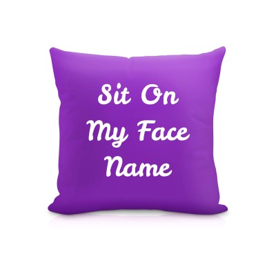 (25cm Square) "Sit On My Face" Purple Soft Velvet Polyester Fabric (Personalised with Text)