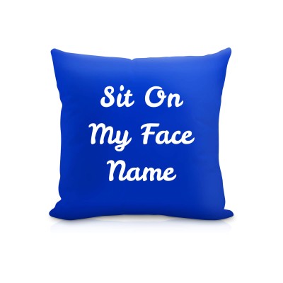 (25cm Square) "Sit On My Face" Royal Blue Soft Velvet Polyester Fabric (Personalised with Text)
