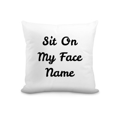 (25cm Square) "Sit On My Face" White Soft Velvet Polyester Fabric (Personalised with Text)