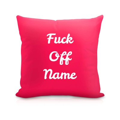 (40cm Square) "Fuck Off" Hot Pink (Fuchsia) Soft Velvet Polyester Fabric (Personalised with Text)