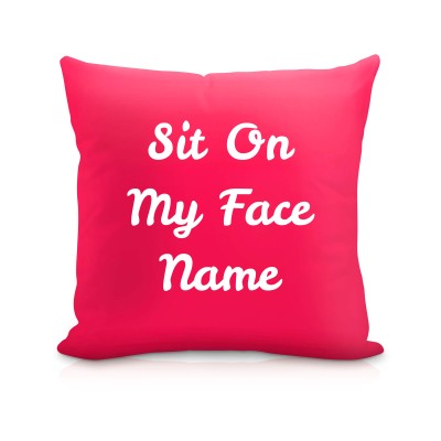 (40cm Square) "Sit On My Face" Hot Pink (Fuchsia) Soft Velvet Polyester Fabric (Personalised with Text)