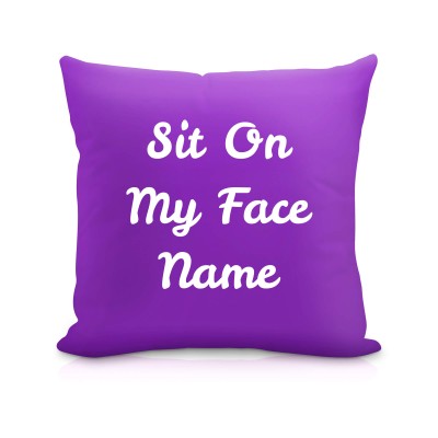 (40cm Square) "Sit On My Face" Purple Soft Velvet Polyester Fabric (Personalised with Text)