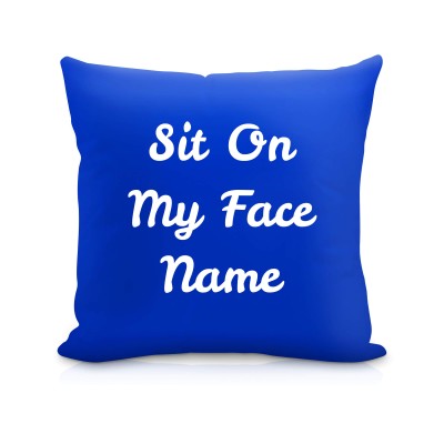 (40cm Square) "Sit On My Face" Royal Blue Soft Velvet Polyester Fabric (Personalised with Text)