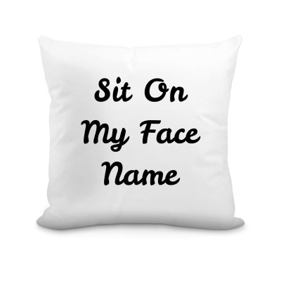 (40cm Square) "Sit On My Face" White Soft Velvet Polyester Fabric (Personalised with Text)