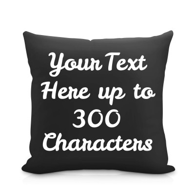 (25cm Square) Black Soft Velvet Polyester Fabric with Removable Cover (Zip) (Personalised with Text)