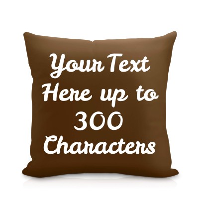(25cm Square) Brown Soft Velvet Polyester Fabric with Removable Cover (Zip) (Personalised with Text)