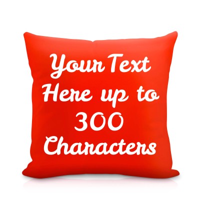 (25cm Square) Red Soft Velvet Polyester Fabric with Removable Cover (Zip) (Personalised with Text)