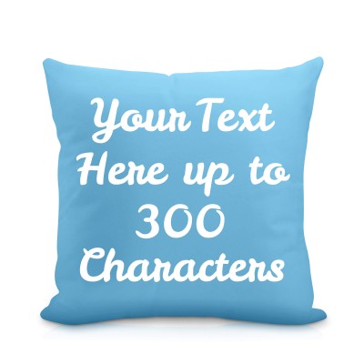 (25cm Square) Sky Blue Soft Velvet Polyester Fabric with Removable Cover (Zip) (Personalised with Text)