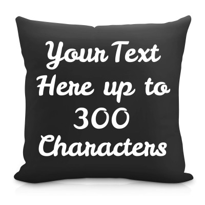 (40cm Square) Black Soft Velvet Polyester Fabric with Removable Cover (Zip) (Personalised with Text)
