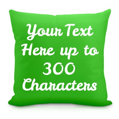 (40cm Square) Bright Green Soft Velvet Polyester Fabric with Removable Cover (Zip) (Personalised with Text)