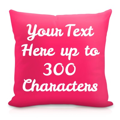 (40cm Square) Hot Pink (Fuchsia) Soft Velvet Polyester Fabric with Removable Cover (Zip) (Personalised with Text)