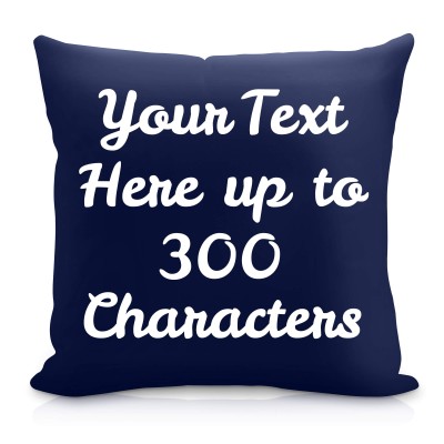 (40cm Square) Navy Blue Soft Velvet Polyester Fabric with Removable Cover (Zip) (Personalised with Text)