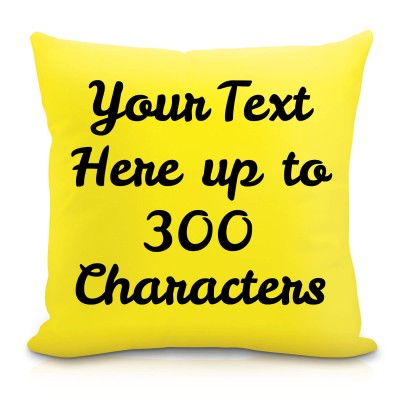 (40cm Square) Yellow Soft Velvet Polyester Fabric with Removable Cover (Zip) (Personalised with Text)