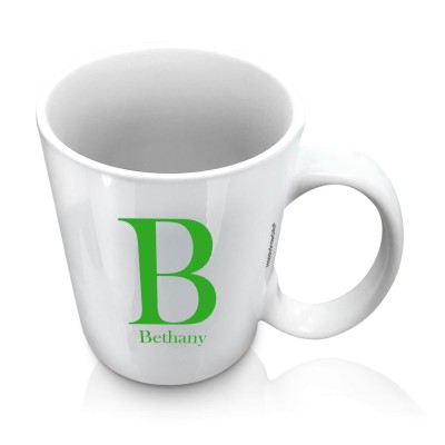 (10oz White) Bright Green (Personalised with Text)