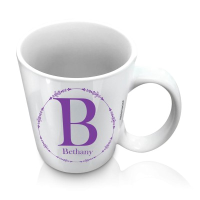 (10oz White) with Circular Ring Theme Purple (Personalised with Text)