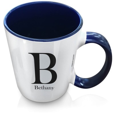 (XL 15oz Blue Inner & Handle) Black (Personalised with Text)