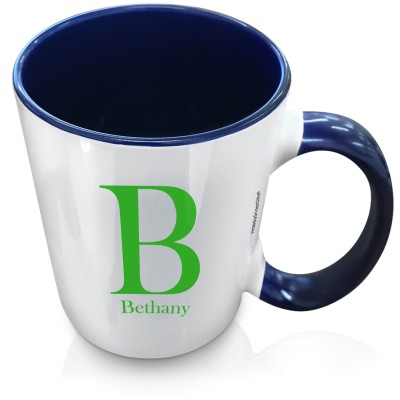 (XL 15oz Blue Inner & Handle) Bright Green (Personalised with Text)