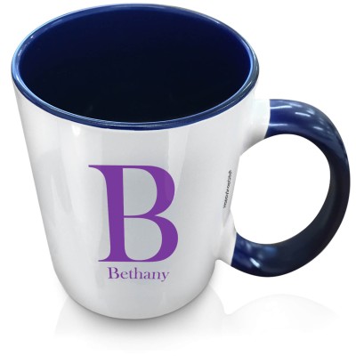 (XL 15oz Blue Inner & Handle) Purple (Personalised with Text)