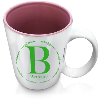 (XL 15oz Pink) with Circular Ring Theme Bright Green (Personalised with Text)