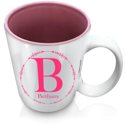 (XL 15oz Pink) with Circular Ring Theme Hot Pink (Fuchsia) (Personalised with Text)