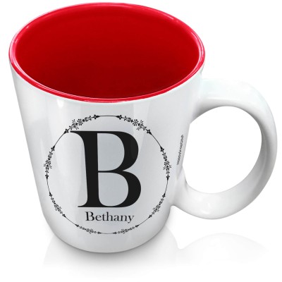 (XL 15oz Red) with Circular Ring Theme Black (Personalised with Text)