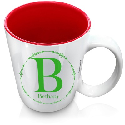 (XL 15oz Red) with Circular Ring Theme Bright Green (Personalised with Text)