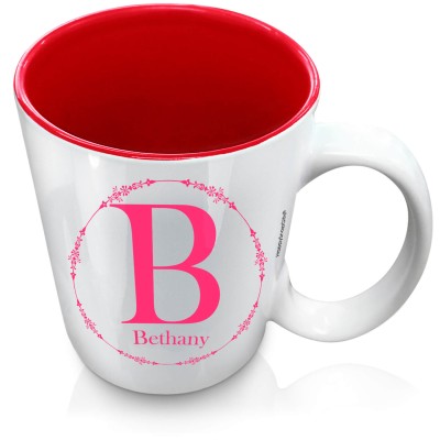 (XL 15oz Red) with Circular Ring Theme Hot Pink (Fuchsia) (Personalised with Text)