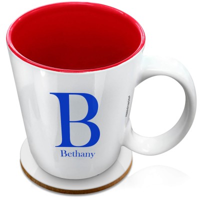(XL 15oz Red) Royal Blue (Personalised with Text) with 1 matching Circular Coaster